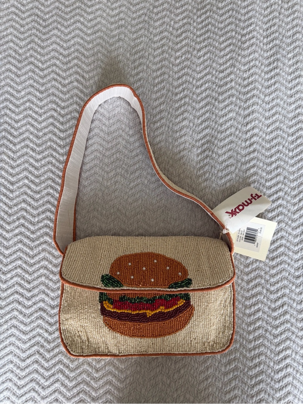 NWT Sol and Mer Beaded Hamburger Shoulder Bag Novelty Purse TJ Maxx Foodie - Picture 8 of 8